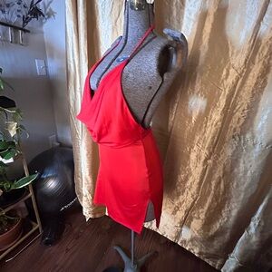 Deep plunge halter mini dress